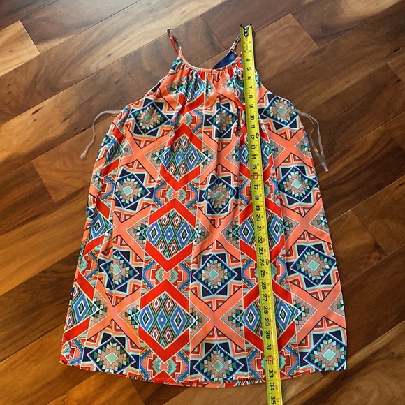 Silky lined southwest Aztec print style mini dress Size M - Picture 8 of 9